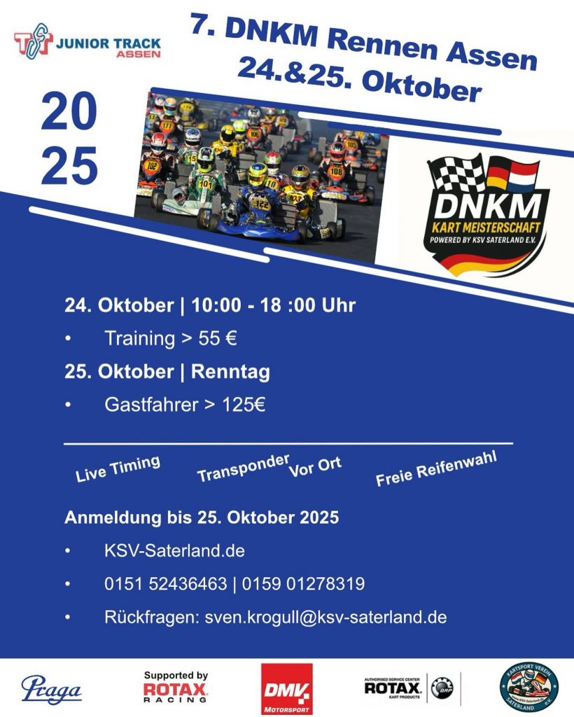 🏁 So liebe Motorsport-Gemeinde,
nach dem Rennen ist vor dem Rennen – und jetzt geht’s ins große Finale der DNKM! 🔥
Das letzte Meisterschaftsrennen steht bevor und mit den 3 Streichern ist noch alles offen. 🏆 Spannung pur bis zum Schluss!👉 Wir sehen uns in Assen – ready for the showdown! 🚦💨#Motorsport #DNKM #Rennsport #Finale #Assen #RacingLife #Championship